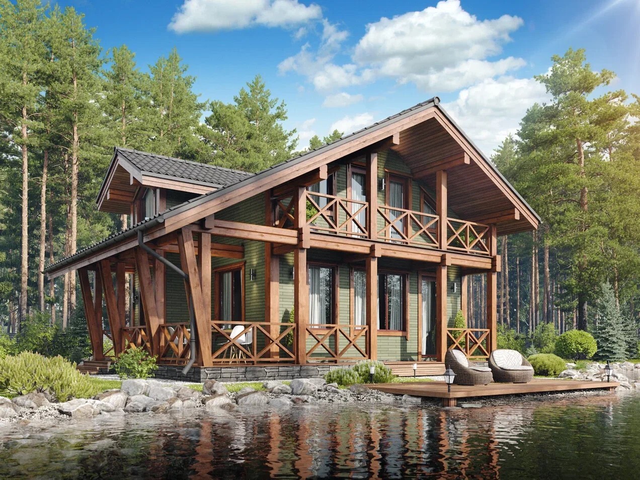 Дом из деревянного кирпича